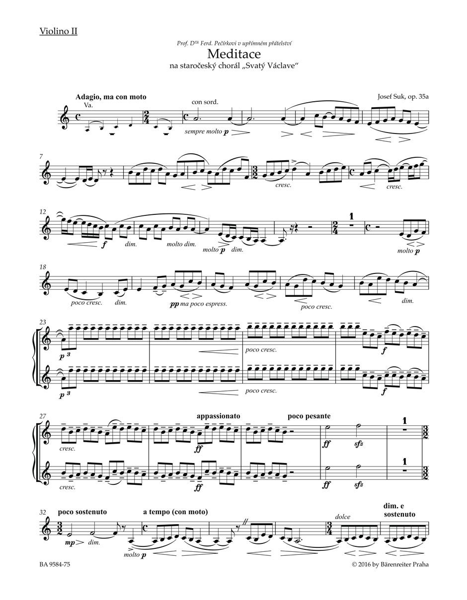 Meditace na staročeský chorál Svatý  Václave op. 35a